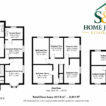 Floorplan of the three-storey eight-bedroom Tyseley home, approximately 227.3 square metres